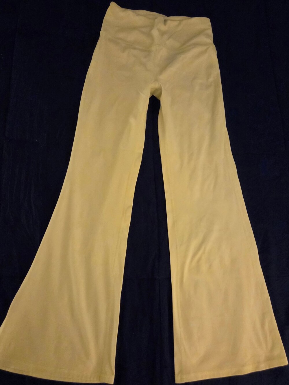 Happilt Grey High-waisted Neon Yellow Flare Yoga Pants, M